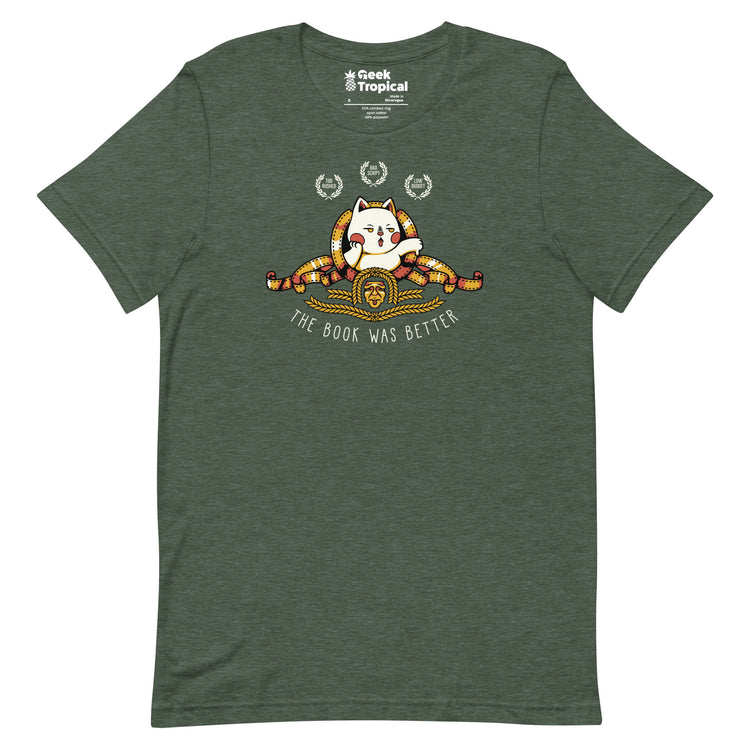 The Book Was Better Cat T-Shirt Geek Nerd Advertise to Meta Animal Patterns Book Prints