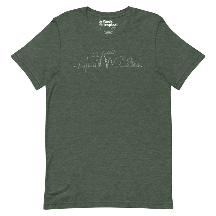 Hiking Heartbeat Running From a Bear Dog T-Shirt Geek Nerd Advertise to Meta Animal Patterns Design by Tobe Fonseca