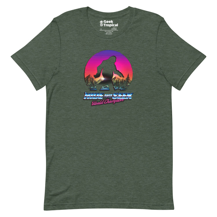 Hide And Seek World Champion Shirt Bigfoot is Real T-Shirt Geek Nerd Advertise to Meta Botany Print Design by Tobe Fonseca