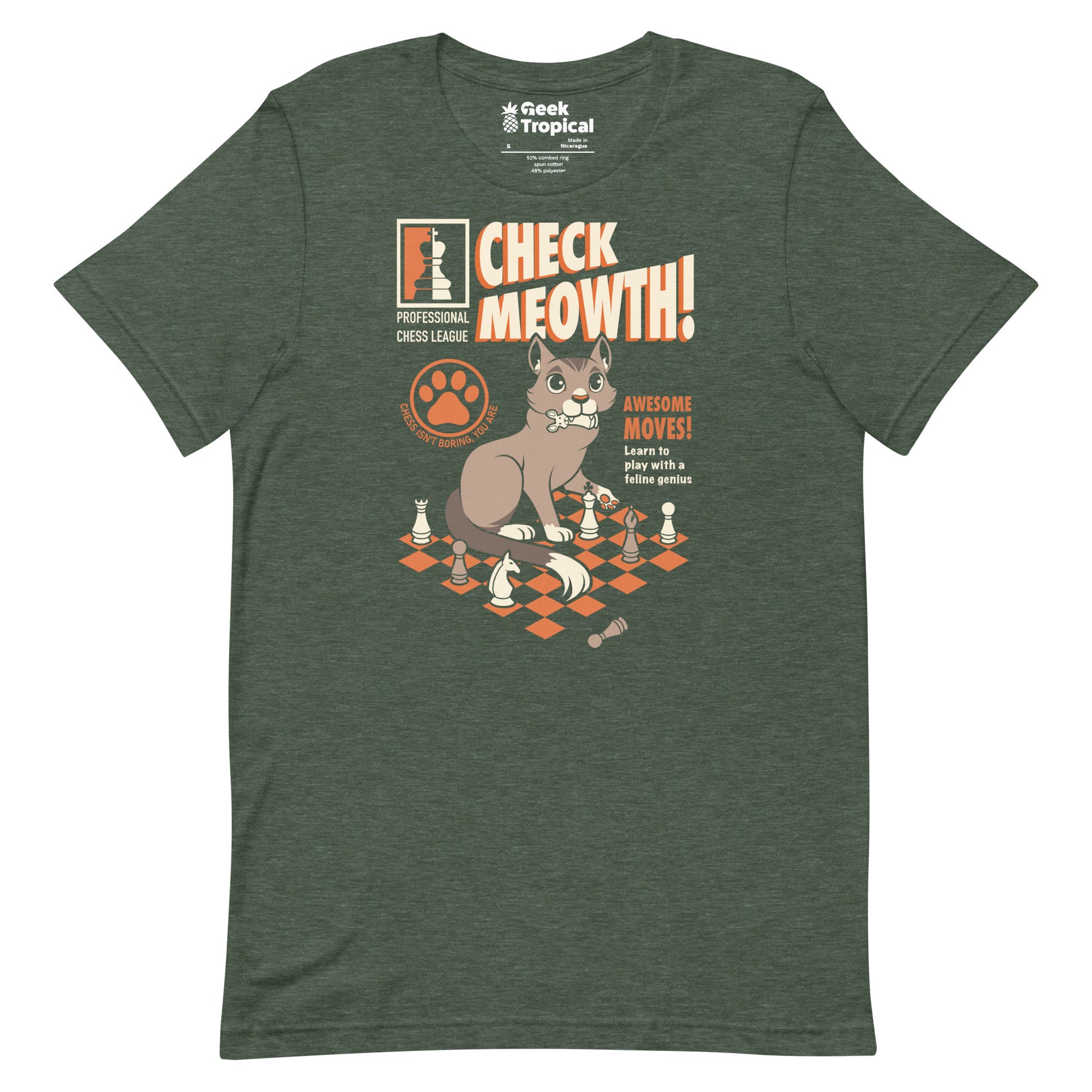 Check Cat Chess T-Shirt Geek Nerd Advertise to Meta Animal Patterns board game print