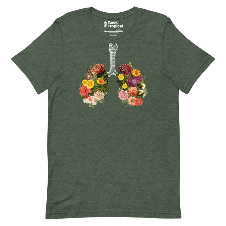 Breathing Spring Flower Lungs Black T-Shirt Geek Nerd Advertise to Meta Botany Print Design by Tobe Fonseca