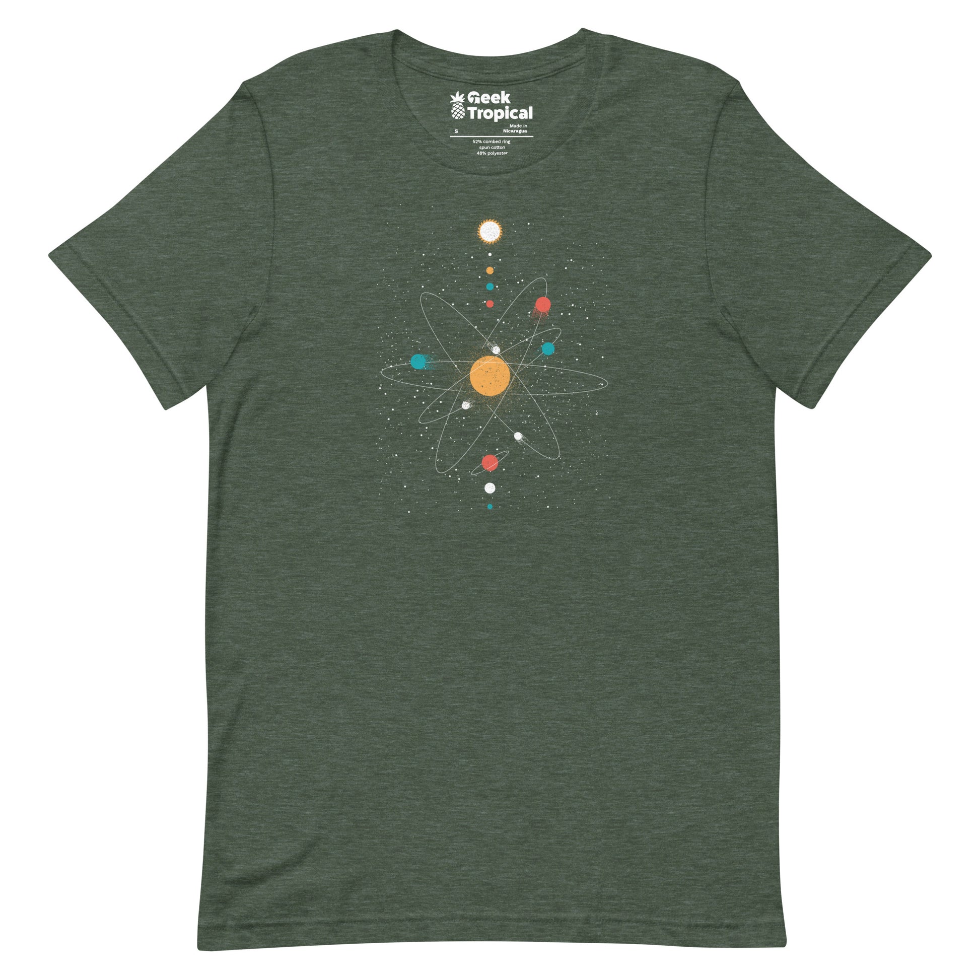 Atom Universe Minimalist T-Shirt Geek Nerd Advertise to Meta Design by Tobe Fonseca outer space & astronaut print