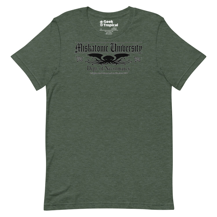 Miskatonic University Dept Necromancy T-Shirt Geek Nerd Advertise to Meta Book Prints Fantasy Prints