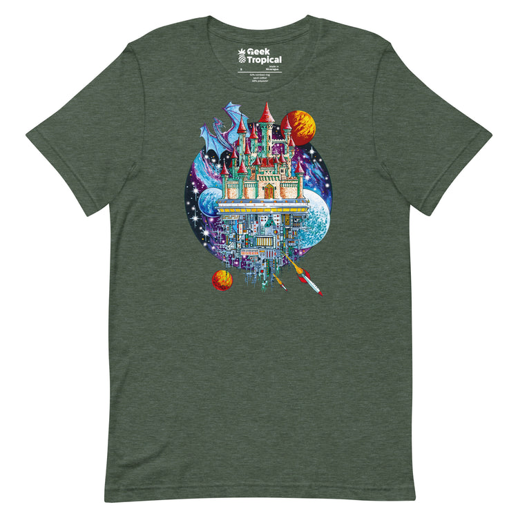 Castle Space City T-Shirt Geek Nerd Advertise to Meta Fantasy Prints FLOW DESC WRITING