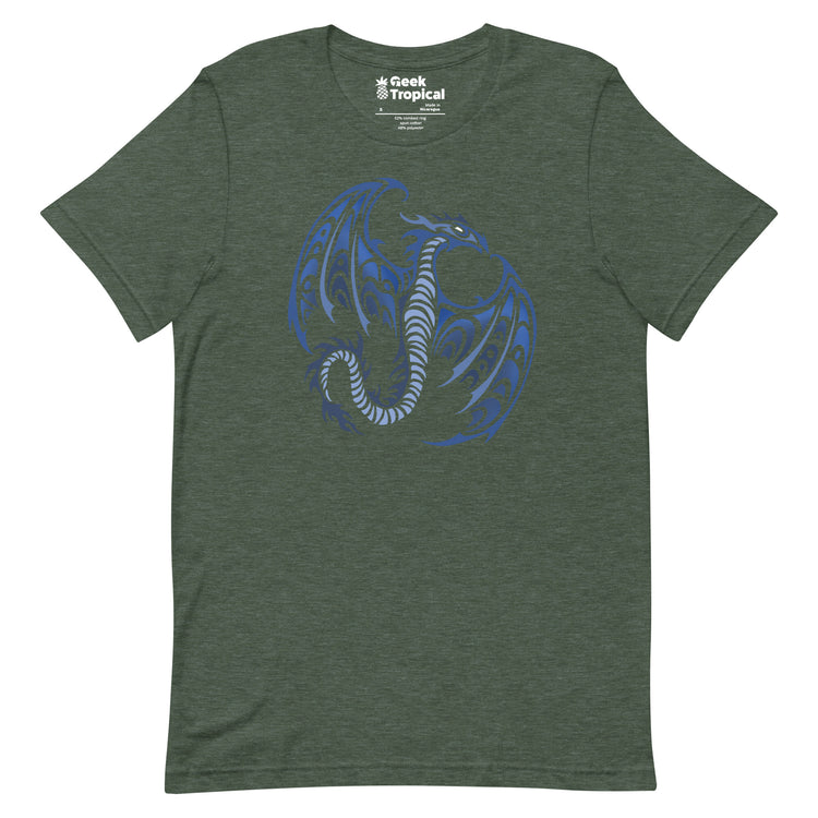 Blue Tribal Dragon T-Shirt Geek Nerd Advertise to Meta Fantasy Prints FLOW DESC WRITING