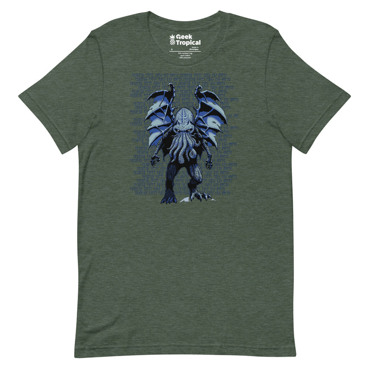 Blue Cthulhu T-Shirt Geek Nerd Advertise to Meta Fantasy Prints FLOW DESC WRITING