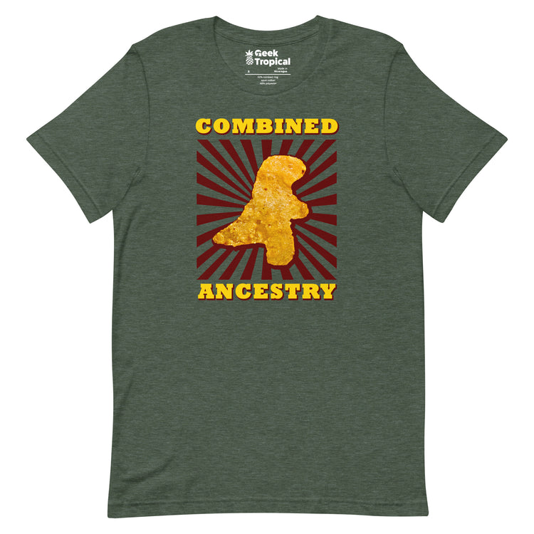 Combined Ancestry Dinosaur Chicken Nugget T-Shirt Geek Nerd Advertise to Meta Animal Patterns Design by Random Galaxy