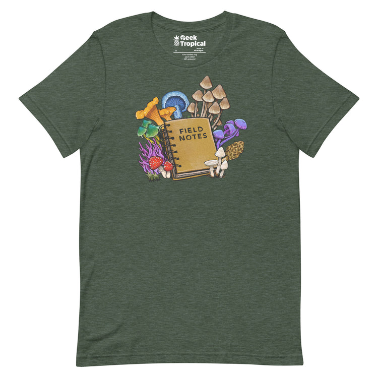 Mushroom Field Notes T-Shirt Geek Nerd Advertise to Meta Botany Print Elle
