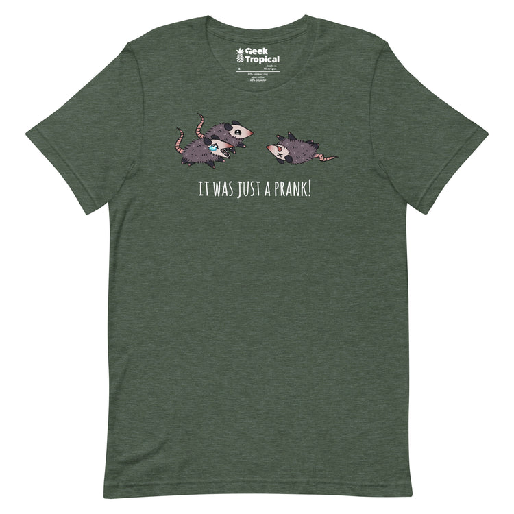 It Was Just A Prank Possum T-Shirt Geek Nerd Advertise to Meta Animal Patterns Design by Ardi Tong