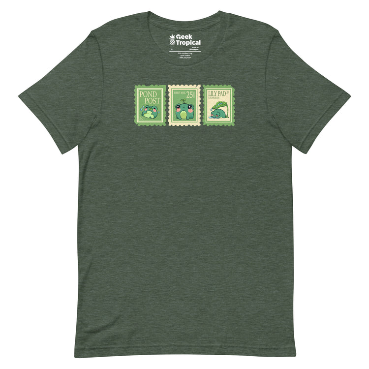 Raining Frogs Stamps T-Shirt Geek Nerd Advertise to Meta Animal Patterns Design by Ardi Tong