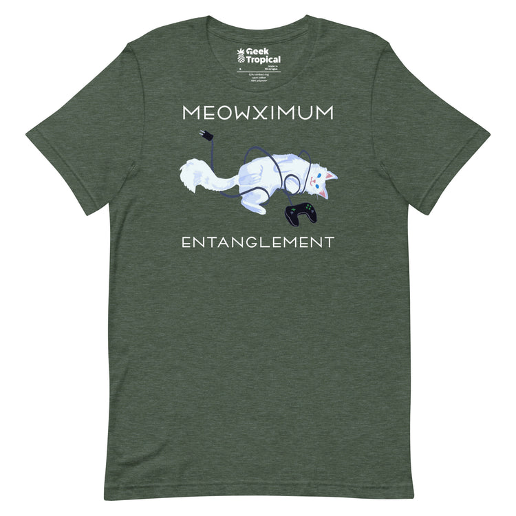 Meowximum Entanglement T-Shirt Geek Nerd Advertise to Meta Animal Patterns Design by Claire Murphy