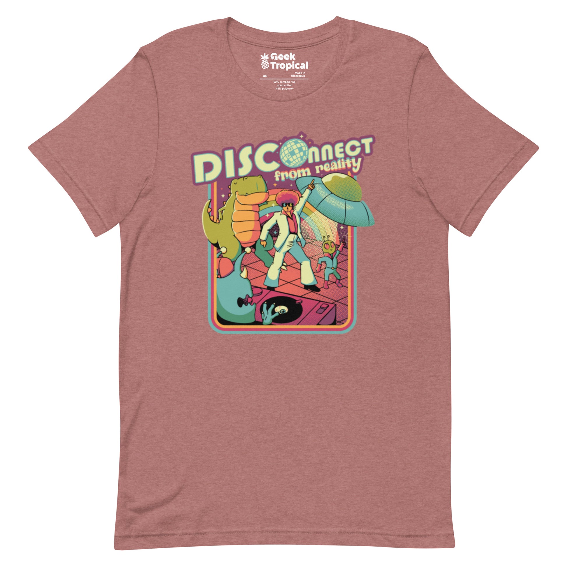 Disco - nnected From Reality T-Shirt Geek Nerd Design by Tobe Fonseca dinosaur print FLOW DESC WRITING