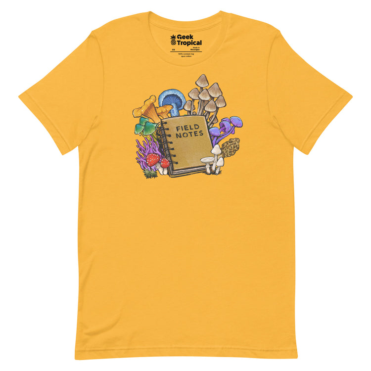 Mushroom Field Notes T-Shirt Geek Nerd Advertise to Meta Botany Print Elle