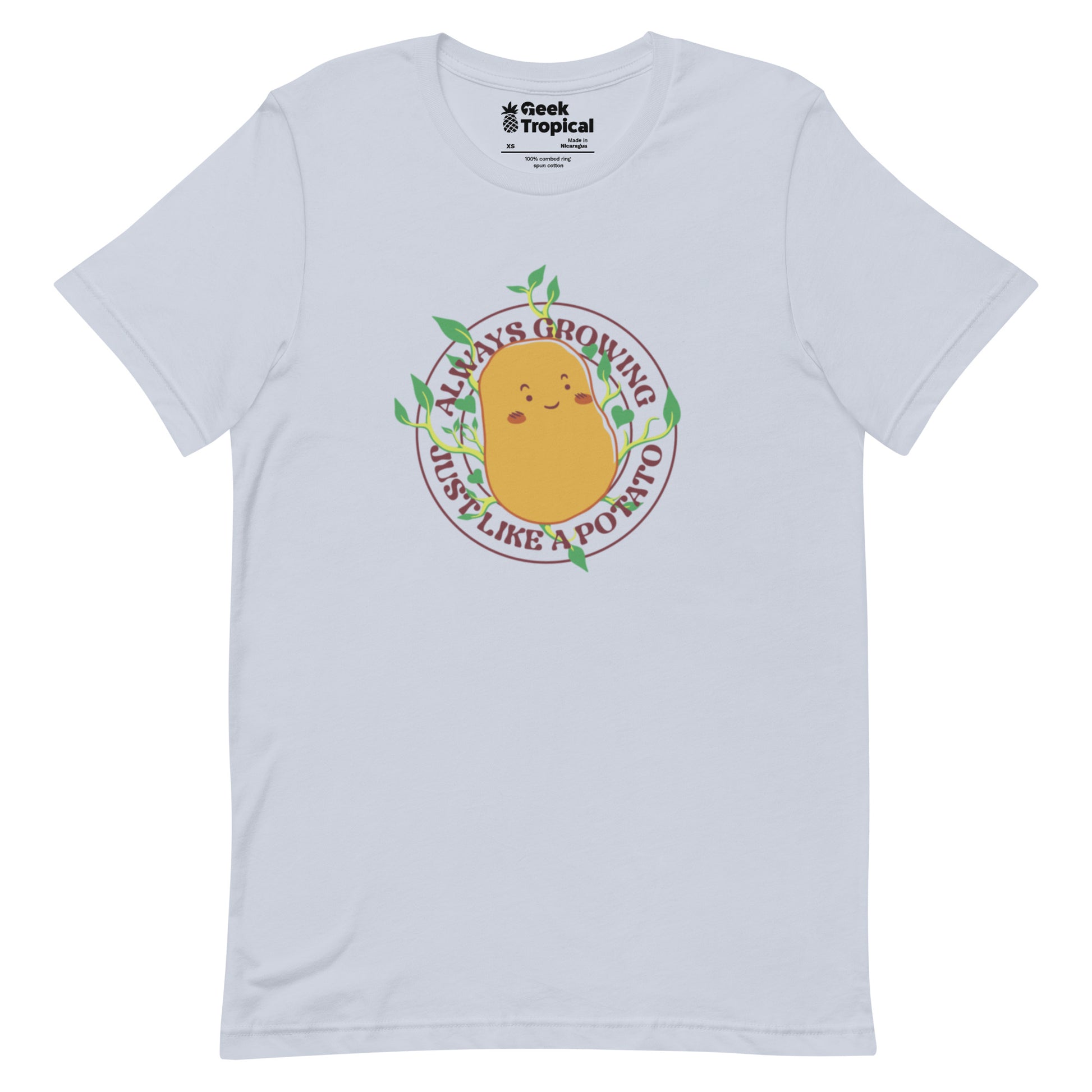 Always Growing Just Like a Potato T-Shirt Geek Nerd Botany Print Design by Tobe Fonseca Funny Prints