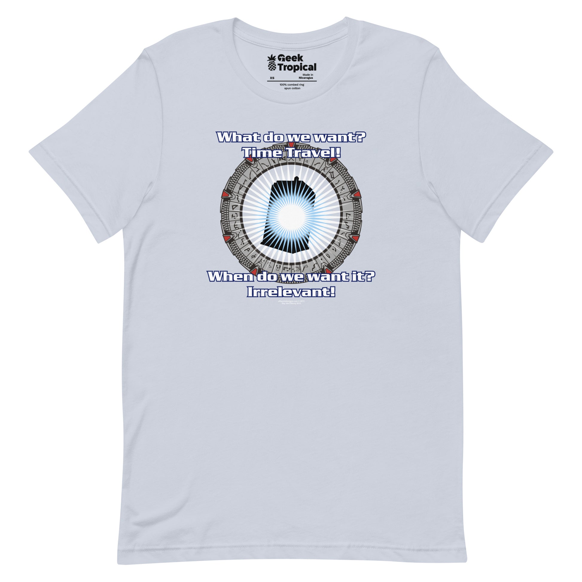 Time Travel T-shirt Geek Nerd Advertise to Meta FLOW DESC WRITING Off World Designs
