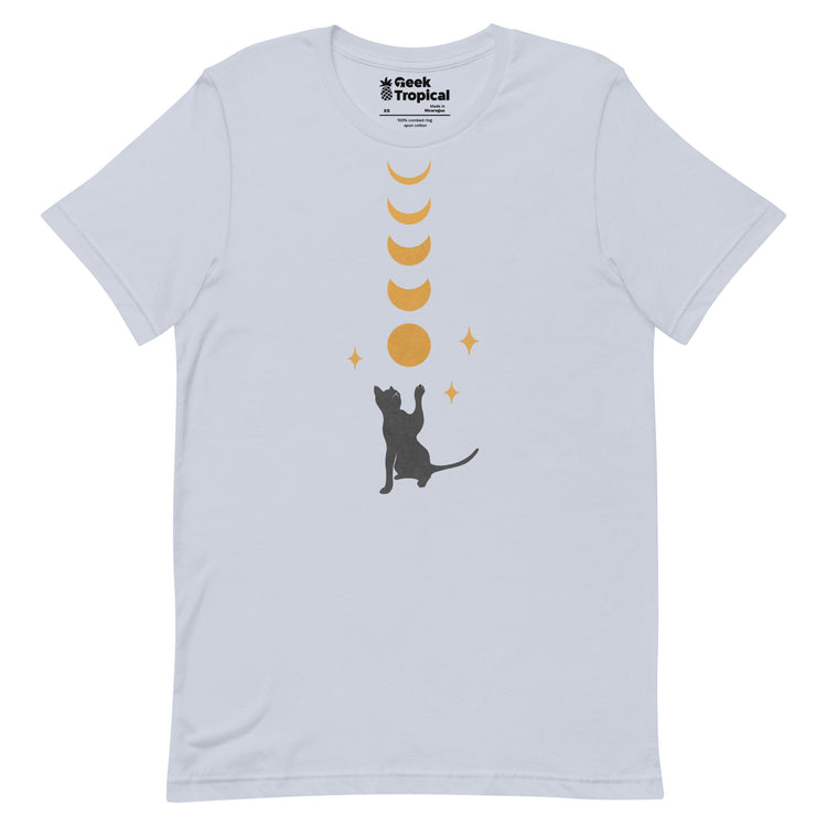 Cat And Moon 2 T-Shirt Geek Nerd Advertise to Meta Animal Patterns Design by Episodic Drawing