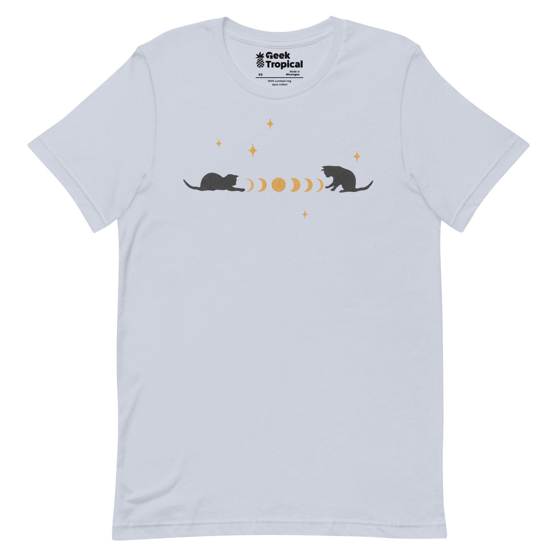 Cat And Moon 3 T-Shirt Geek Nerd Advertise to Meta Animal Patterns Design by Episodic Drawing