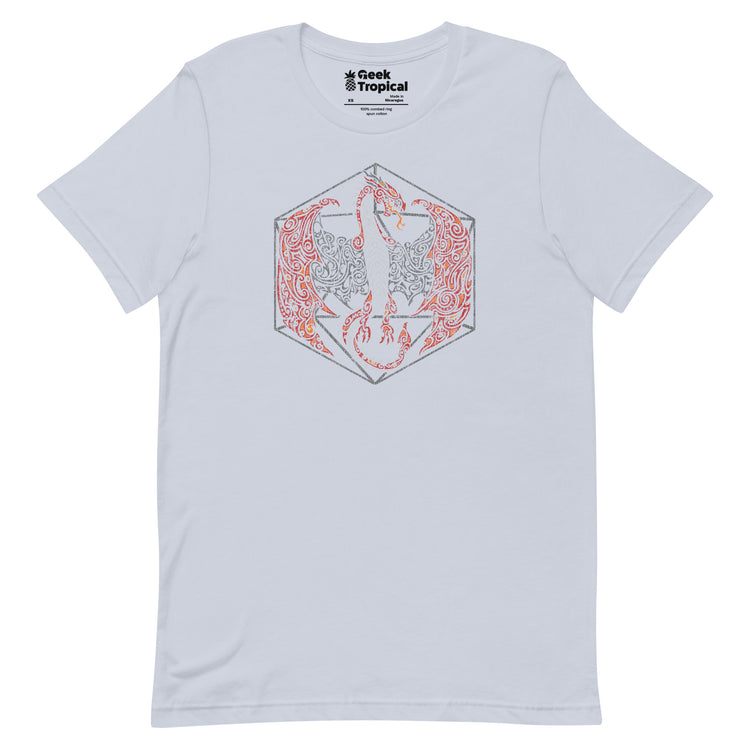 Tribal Dragon D20 T-Shirt Geek Nerd Advertise to Meta dnd & rpg print Fantasy Prints