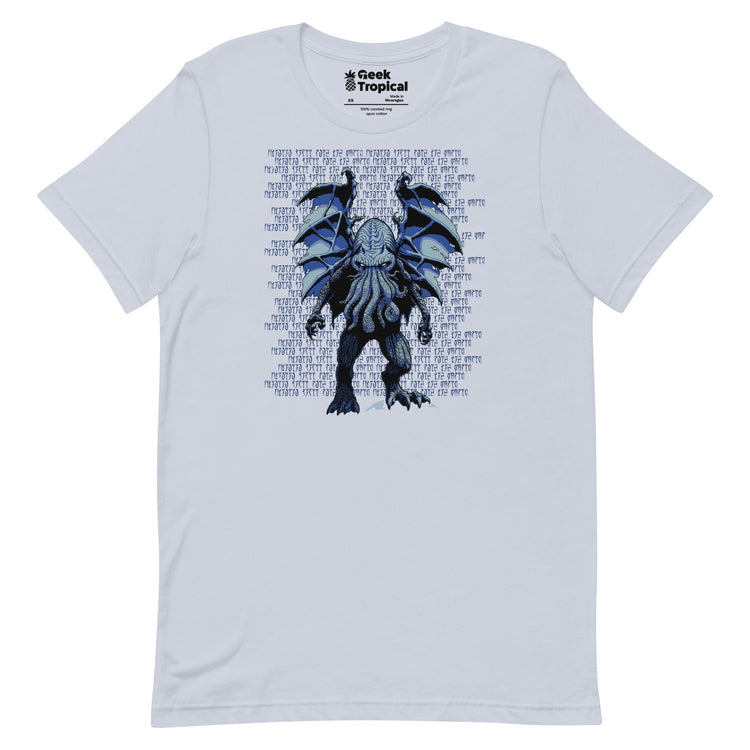 Blue Cthulhu T-Shirt Geek Nerd Advertise to Meta Fantasy Prints FLOW DESC WRITING