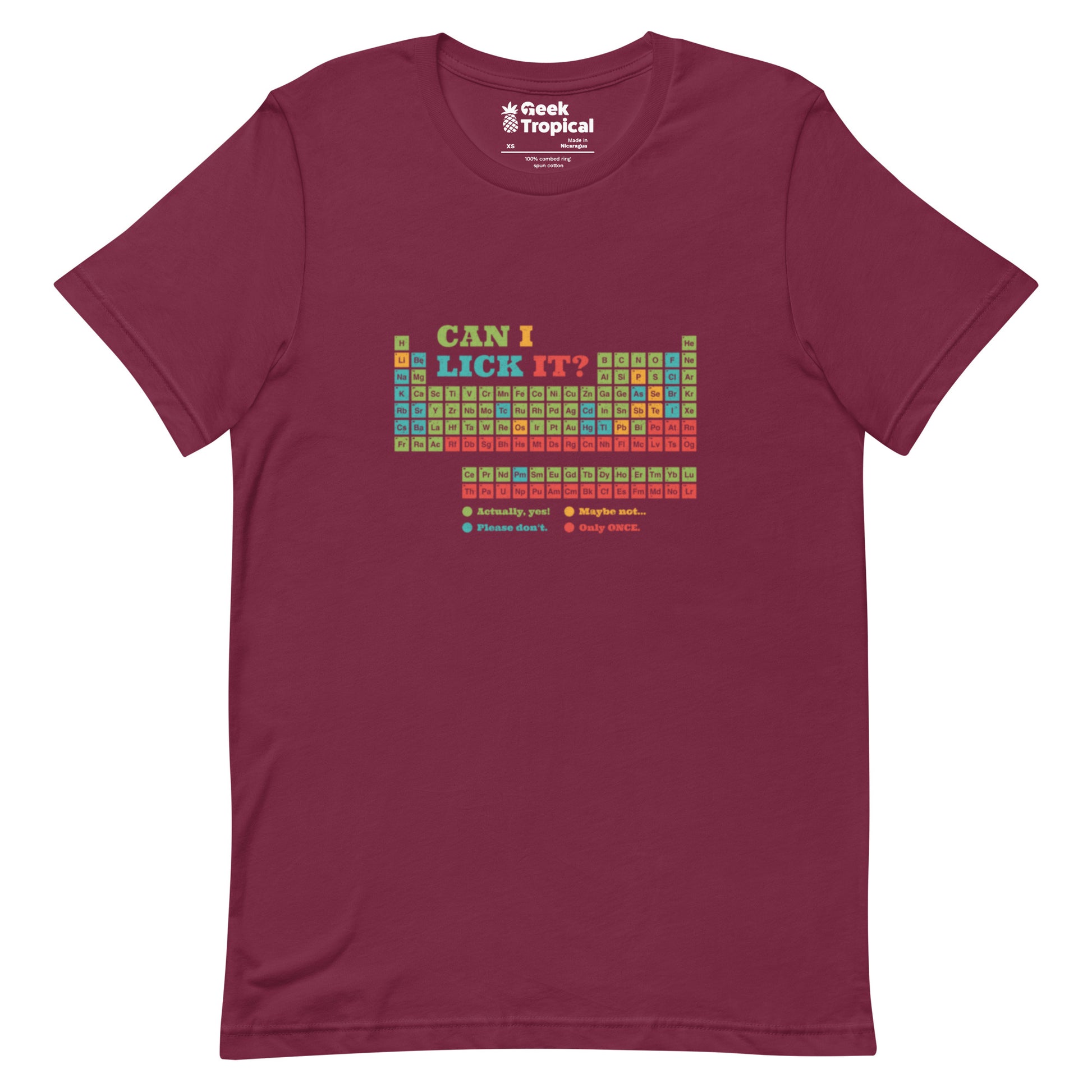 Can I Lick It Periodic Table T-Shirt Geek Nerd Design by Tobe Fonseca FLOW DESC WRITING Funny Prints