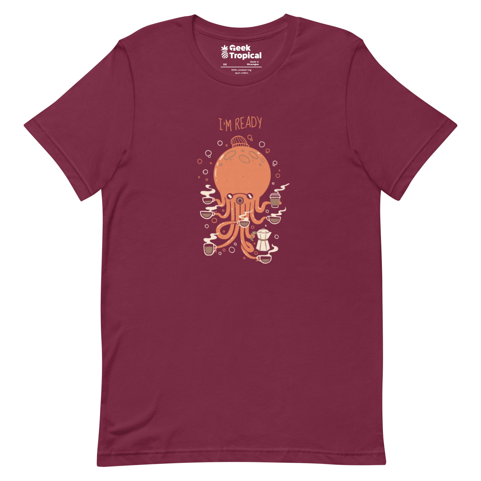 Octopus 8 Coffees Ready T-Shirt Geek Nerd Animal Patterns Design by Tobe Fonseca FLOW DESC WRITING