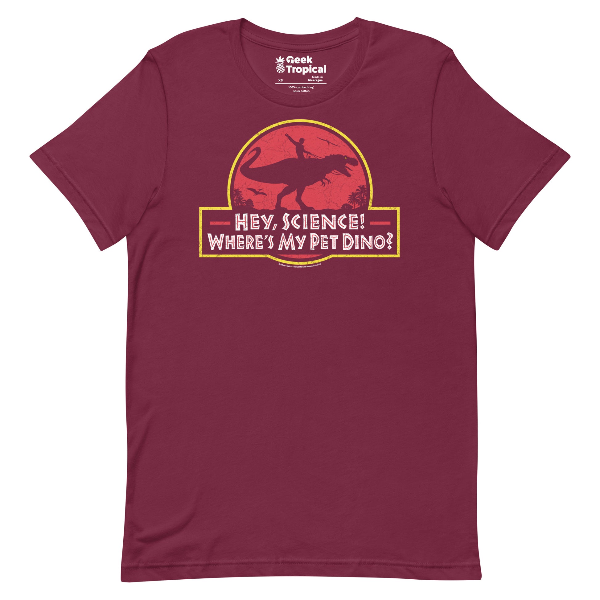 Hey Science t-shirt Geek Nerd Advertise to Meta dinosaur print FLOW DESC WRITING