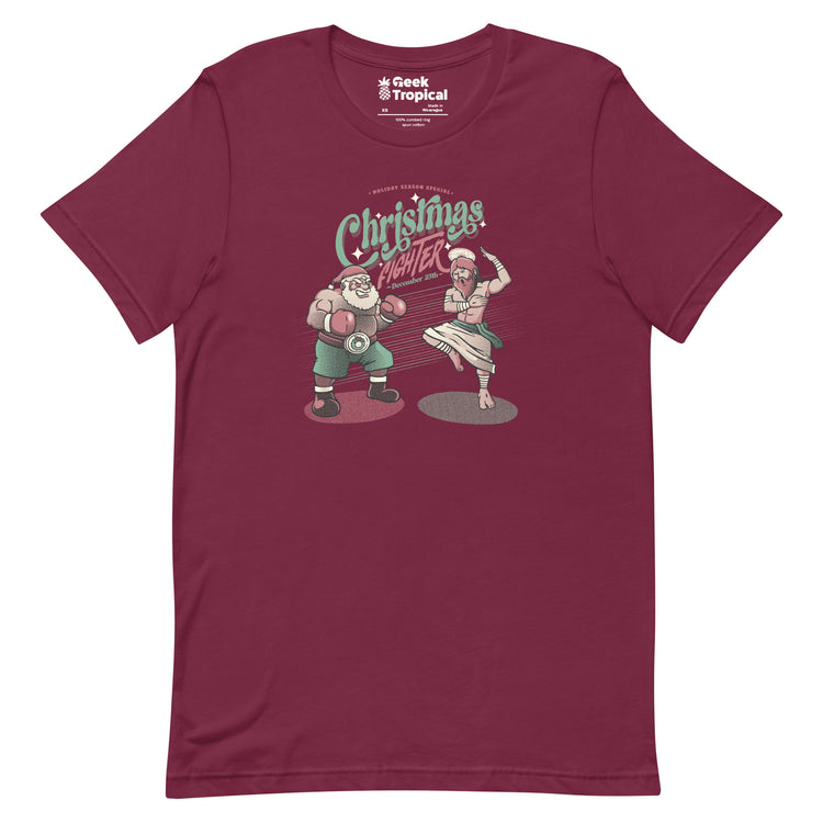Holidays Fighting Jesus X Santa Claus T-Shirt Geek Nerd Advertise to Meta Christmas Print Design by Tobe Fonseca
