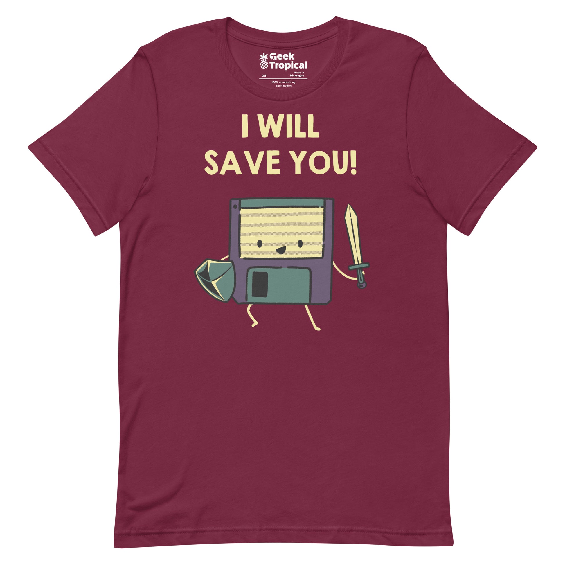 Floppy Disk Knight I Will Save You! T-Shirt Geek Nerd Advertise to Meta computer print Design by Tobe Fonseca
