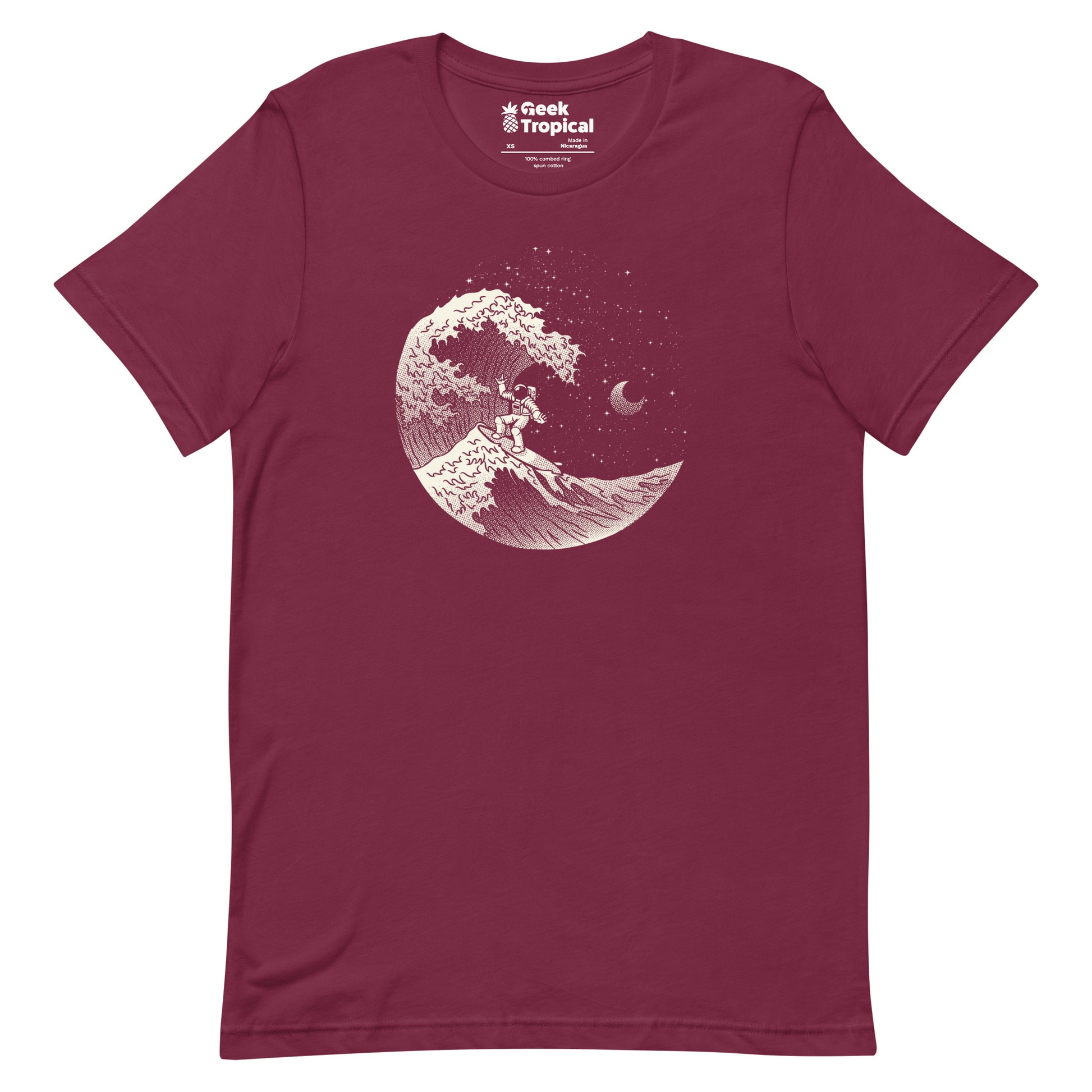 Astronaut Surfing Kanagawa Wave T-Shirt Geek Nerd Advertise to Meta Design by Tobe Fonseca Fantasy Prints
