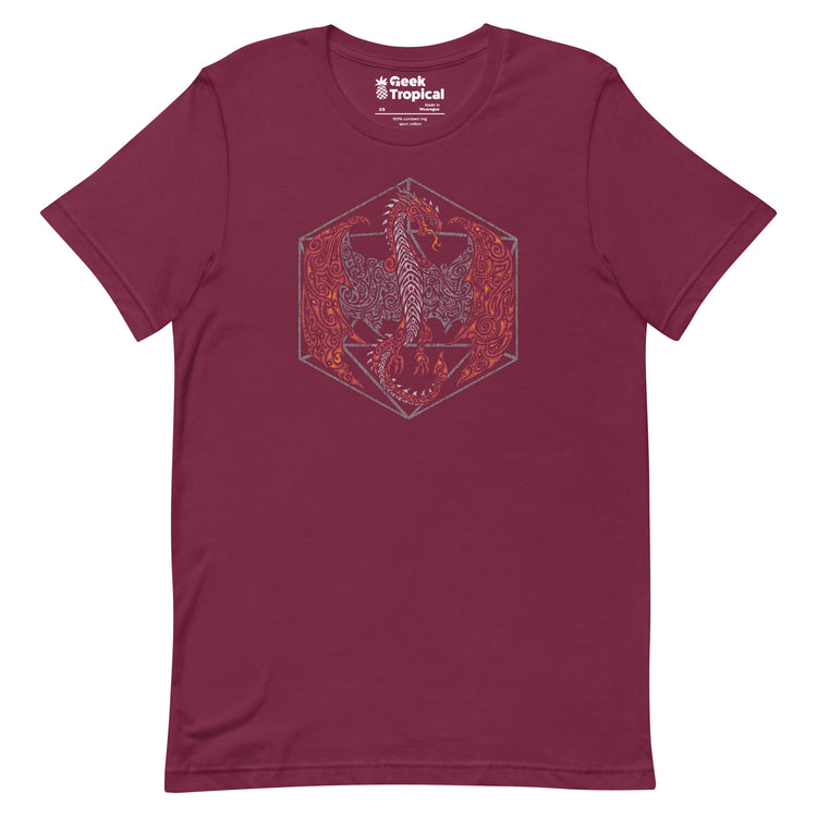 Tribal Dragon D20 T-Shirt Geek Nerd Advertise to Meta dnd & rpg print Fantasy Prints