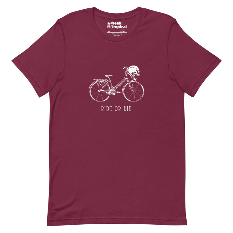 Ride or Die Skeleton Bike T-Shirt Geek Nerd Advertise to Meta Design by Tobe Fonseca Fantasy Prints