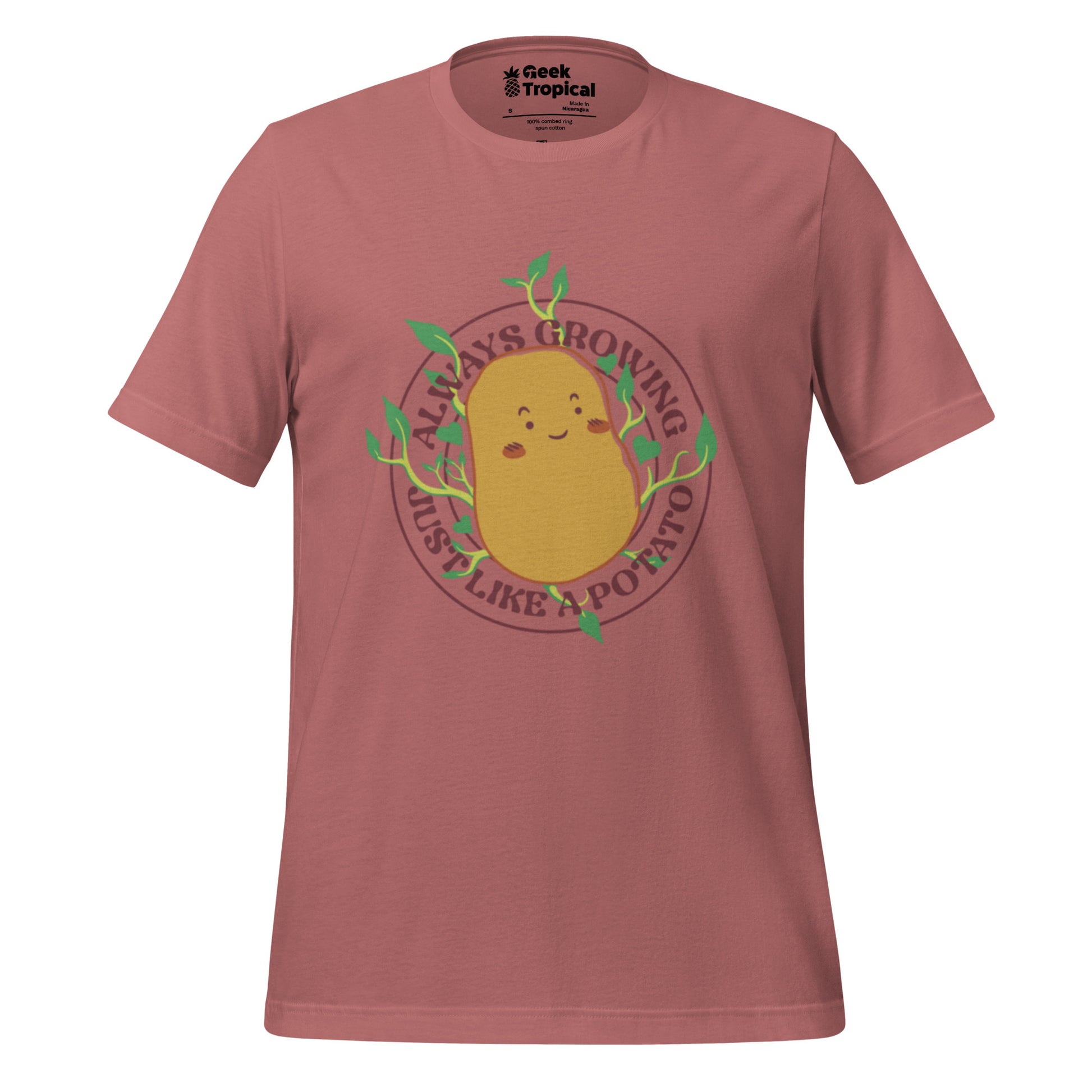 Always Growing Just Like a Potato T-Shirt Geek Nerd Botany Print Design by Tobe Fonseca Funny Prints