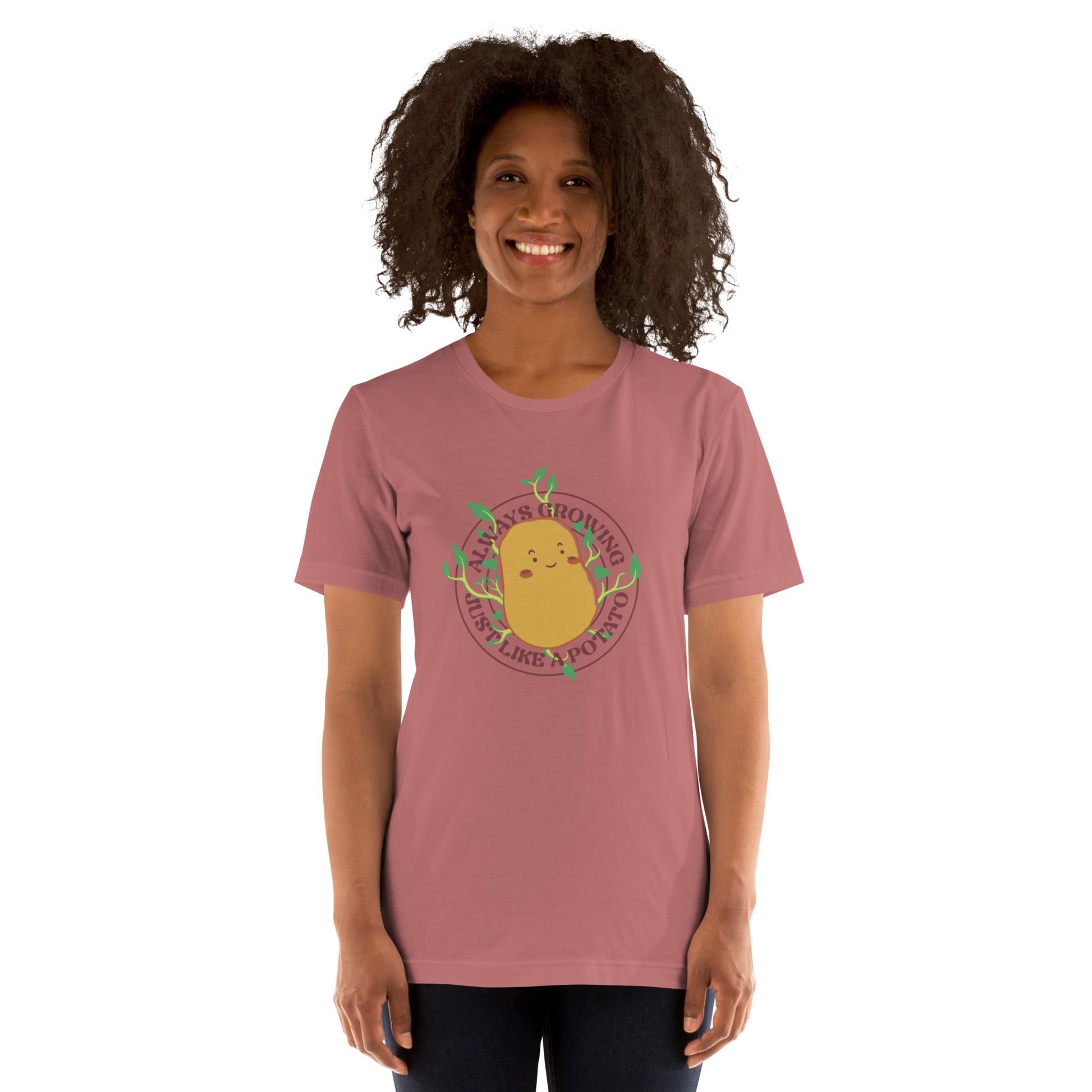 Always Growing Just Like a Potato T-Shirt Geek Nerd Botany Print Design by Tobe Fonseca Funny Prints