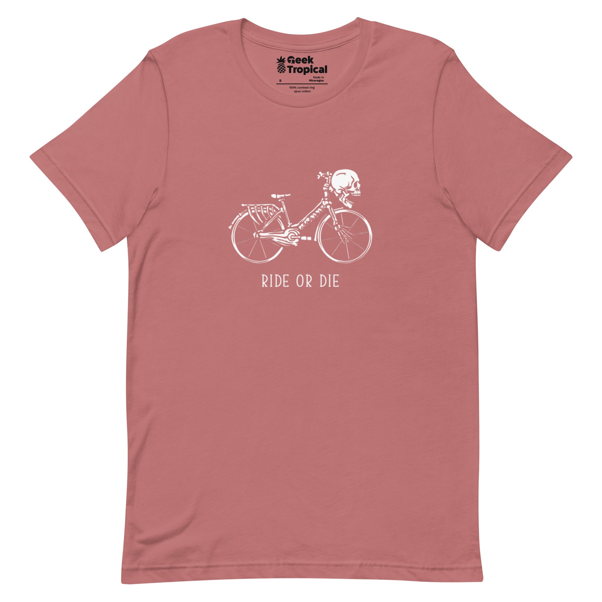 Ride or Die Skeleton Bike T-Shirt Geek Nerd Design by Tobe Fonseca FLOW DESC WRITING Funny Prints