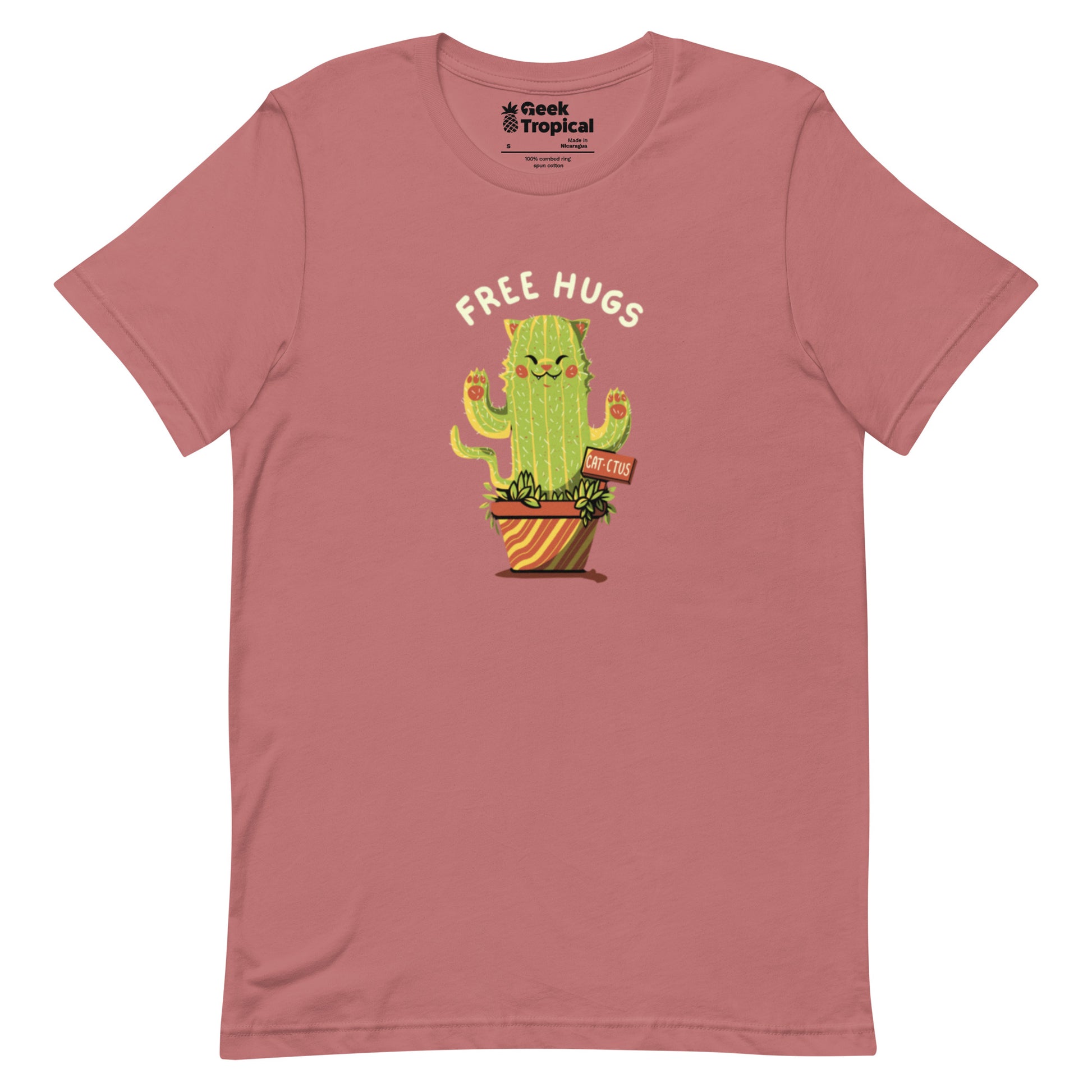 Cat - ctus Free Hugs T-Shirt Geek Nerd Animal Patterns Botany Print Design by Tobe Fonseca