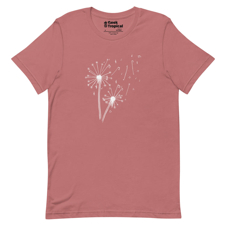 Dandelion Musical Notes T-Shirt Geek Nerd Botany Print Design by Tobe Fonseca FLOW DESC WRITING