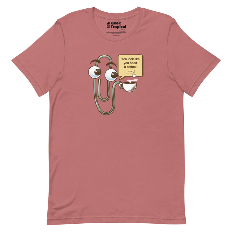You Look Like You Need a Coffee T-Shirt Geek Nerd Advertise to Meta computer print Design by Tobe Fonseca