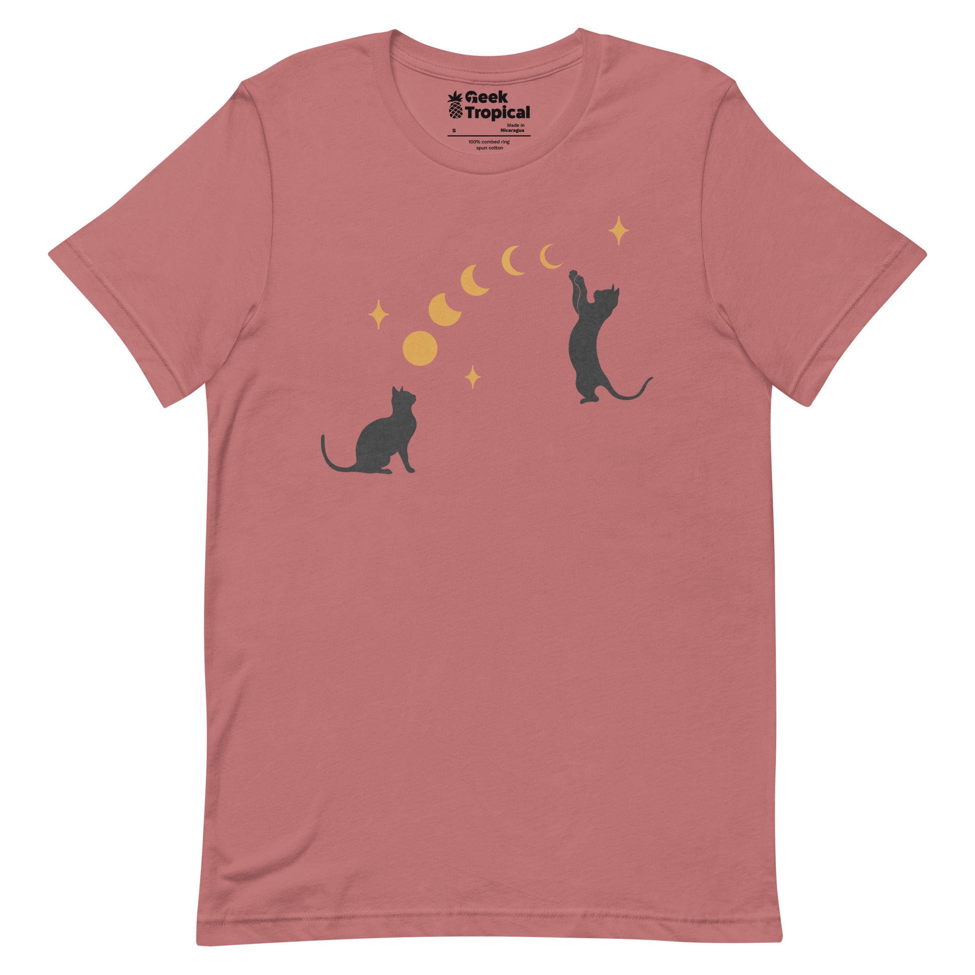 Cat And Moon T-Shirt Geek Nerd Advertise to Meta Animal Patterns Design by Episodic Drawing