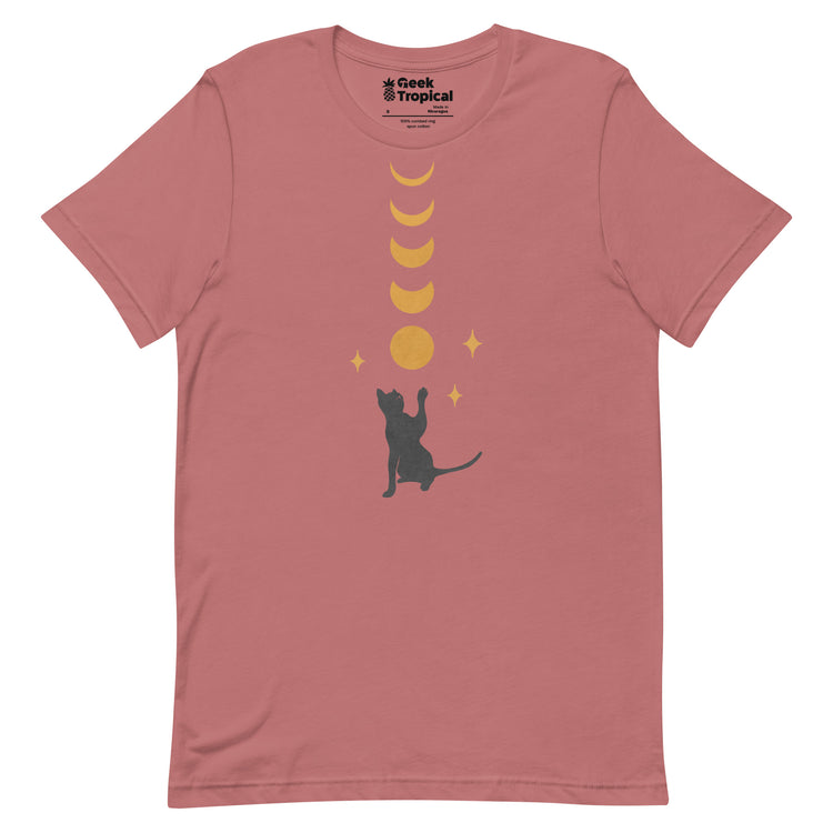 Cat And Moon 2 T-Shirt Geek Nerd Advertise to Meta Animal Patterns Design by Episodic Drawing