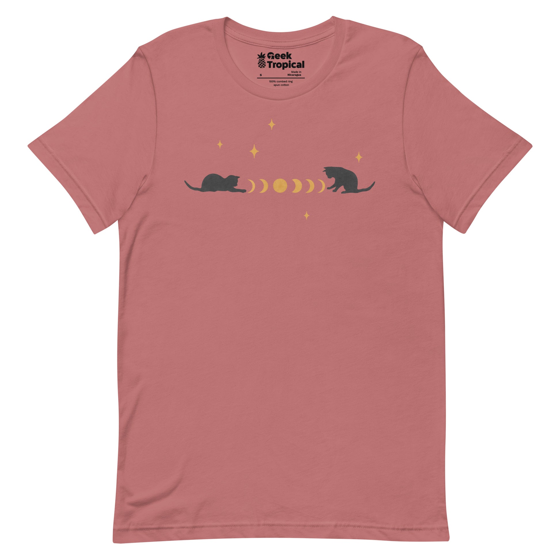 Cat And Moon 3 T-Shirt Geek Nerd Advertise to Meta Animal Patterns Design by Episodic Drawing