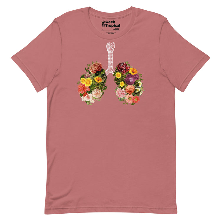Breathing Spring Flower Lungs Black T-Shirt Geek Nerd Advertise to Meta Botany Print Design by Tobe Fonseca