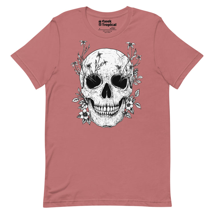 Floral Skull T-Shirt Geek Nerd Advertise to Meta Botany Print Design by Episodic Drawing