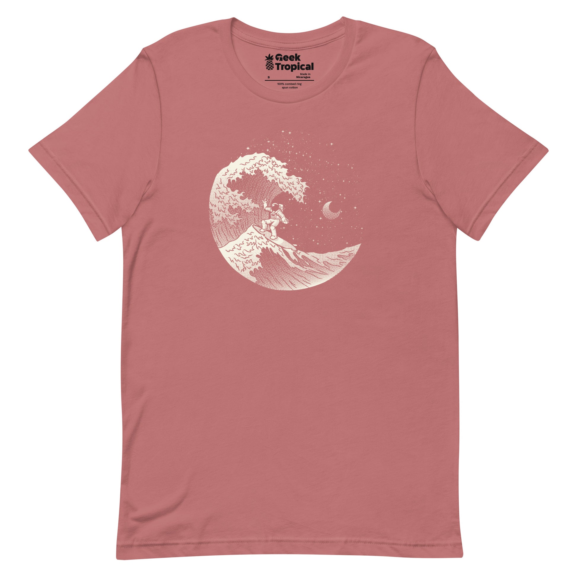 Astronaut Surfing Kanagawa Wave T-Shirt Geek Nerd Advertise to Meta Design by Tobe Fonseca Fantasy Prints