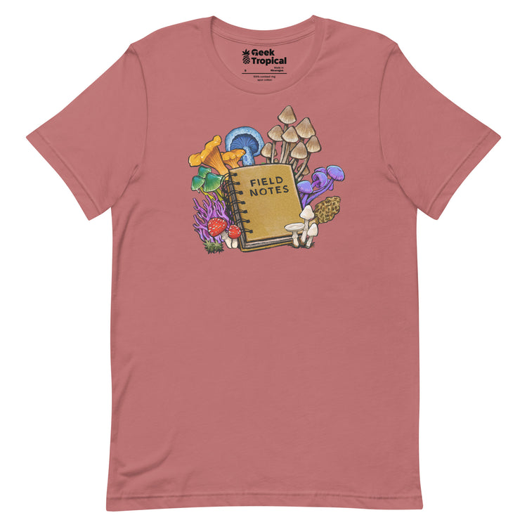 Mushroom Field Notes T-Shirt Geek Nerd Advertise to Meta Botany Print Elle