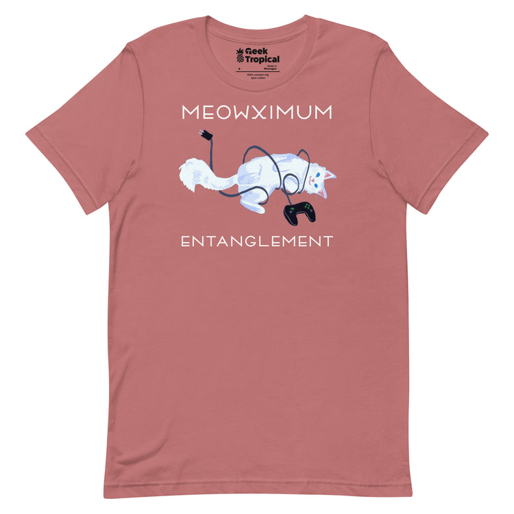 Meowximum Entanglement T-Shirt Geek Nerd Advertise to Meta Animal Patterns Design by Claire Murphy