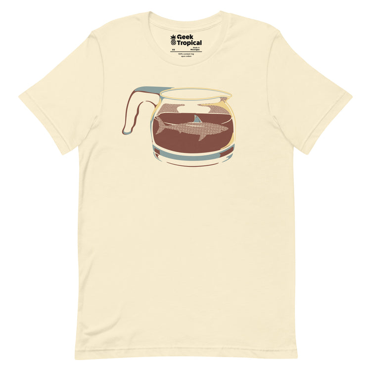 Coffee Jar Shark - Dangerous and Caffeinated T-Shirt Geek Nerd Advertise to Meta Animal Patterns Design by Tobe Fonseca