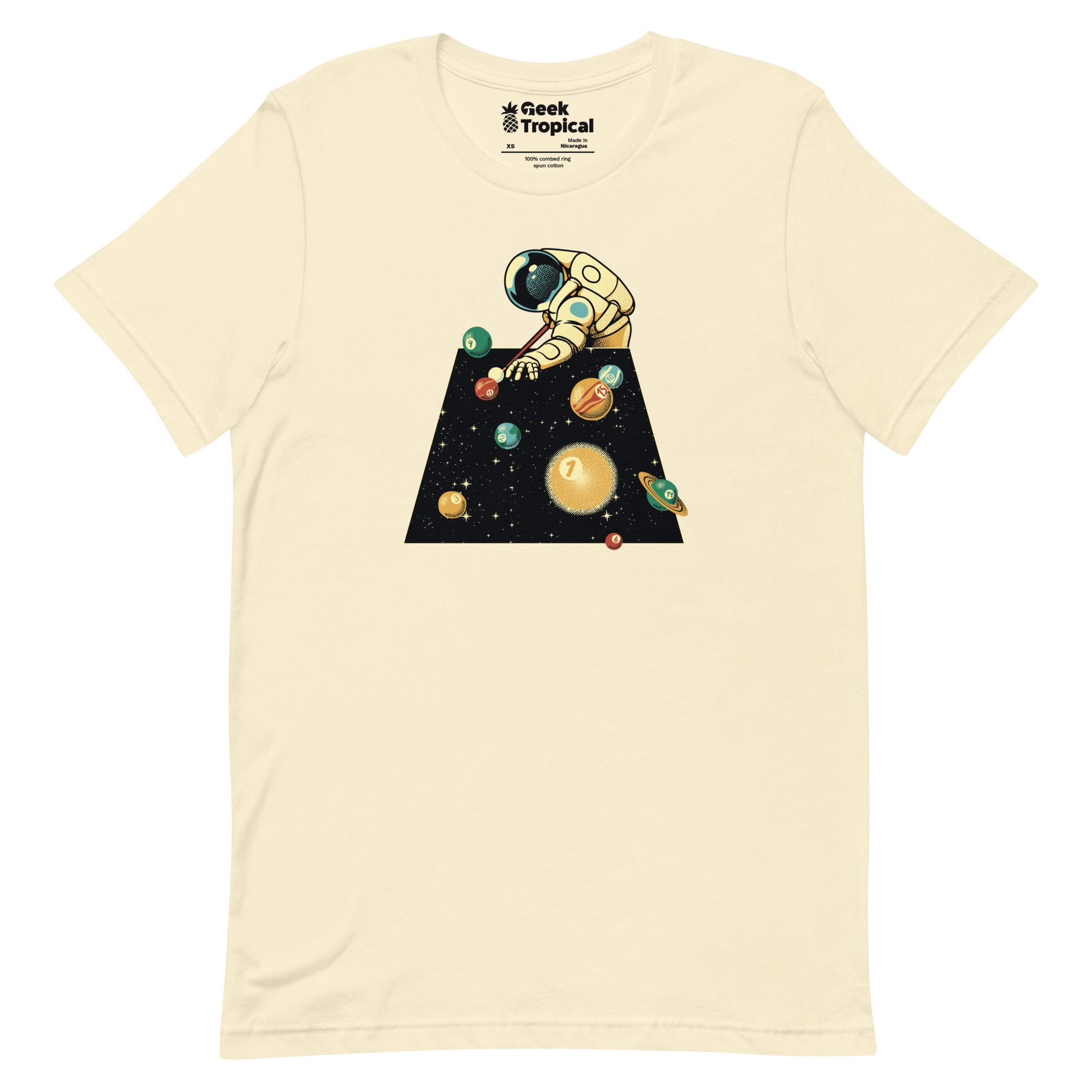 Billiard Ball Solar System T-Shirt Geek Nerd Advertise to Meta Design by Tobe Fonseca FLOW DESC WRITING