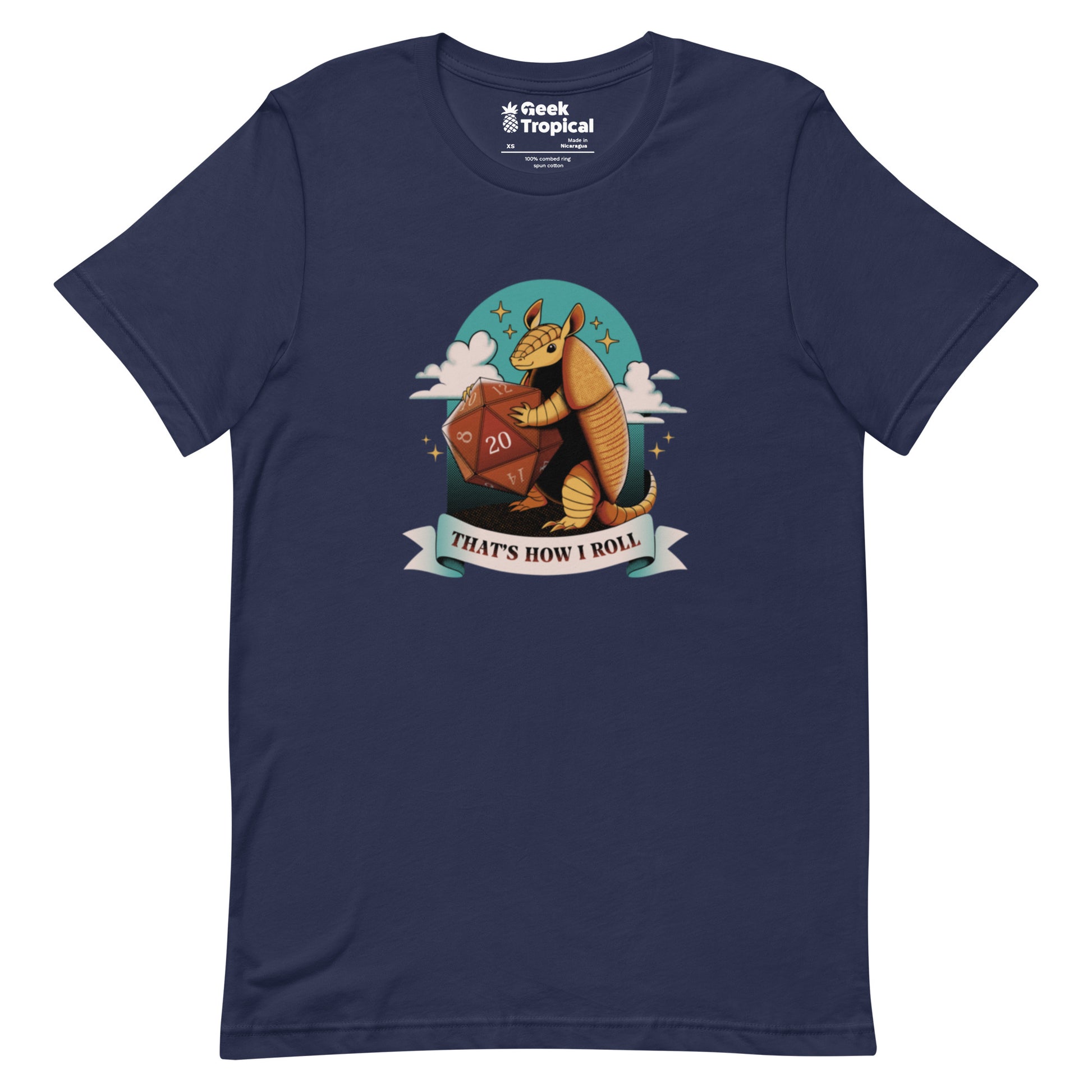 Armadillo Roll DND Dice T-Shirt Geek Nerd Animal Patterns board game print Design by Tobe Fonseca