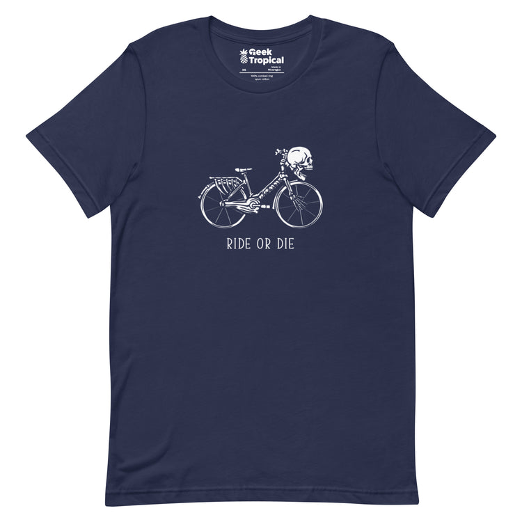 Ride or Die Skeleton Bike T-Shirt Geek Nerd Design by Tobe Fonseca FLOW DESC WRITING Funny Prints