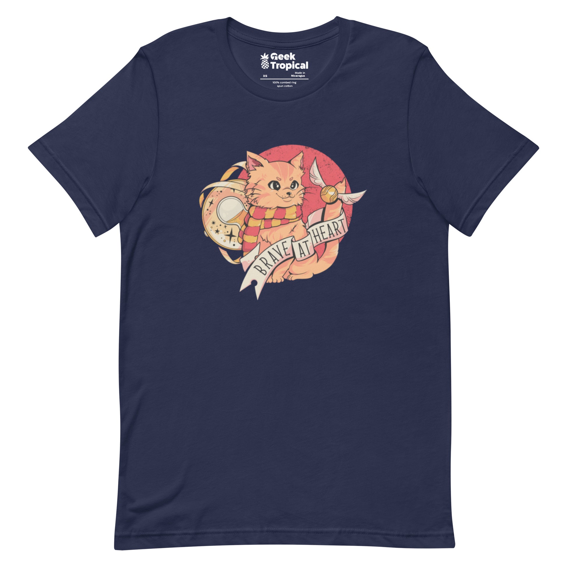 Brave at Heart Cat T-Shirt Geek Nerd Animal Patterns Design by Tobe Fonseca FLOW DESC WRITING